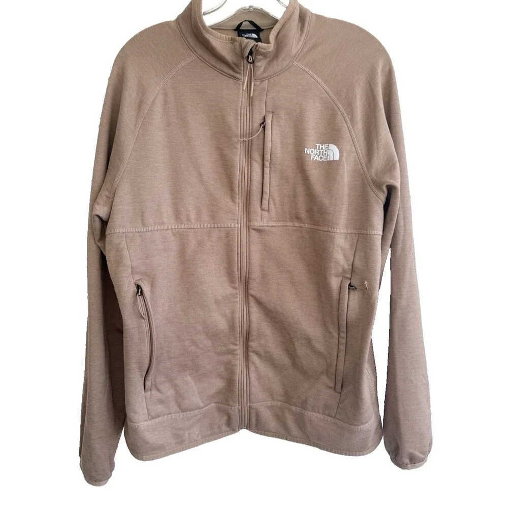 THE NORTH FACE Zip Front Sweat Jacket Beige Tan Long Sleeve Mens Size M